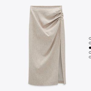Draped Linen Blend Skirt - Sand